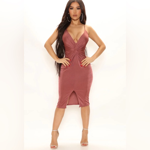 Fashion Nova Full Grown Knot Sleeveless Dress - Marsala (Size M) - NEVER WORN - Picture 1 of 6